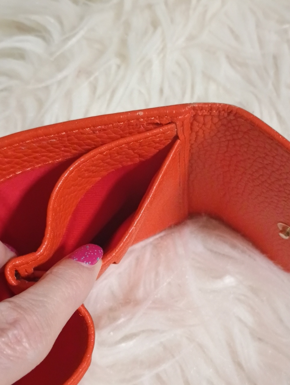 Dooney & Bourke Orange Pebbled Leather Compact Wallet - Picture 11 of 13